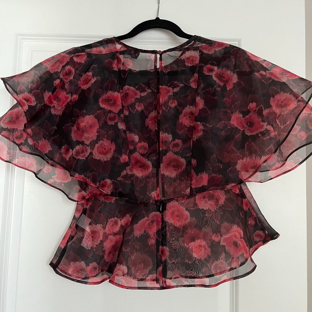 Topshop Semi-Sheer Floral Blouse